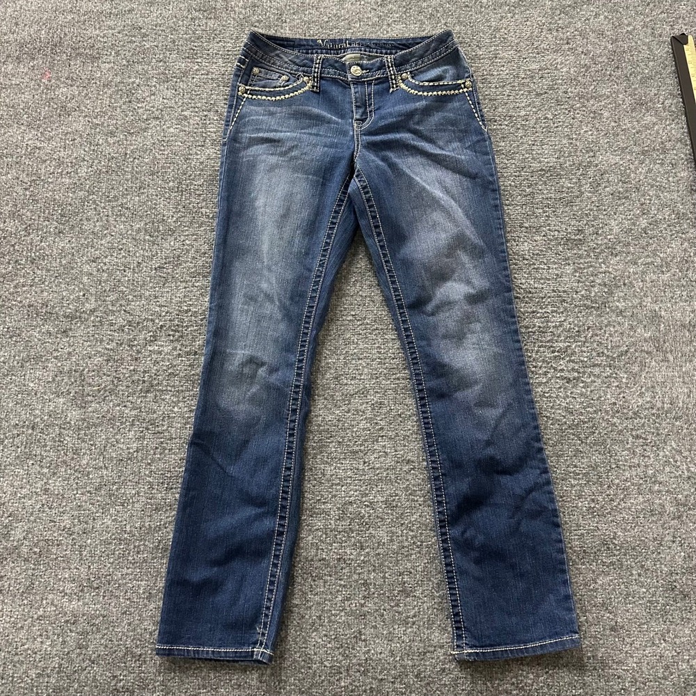 Natural Reflections Jeans Womens Size 2 Blue Bootcut Embellished Stretch Denim